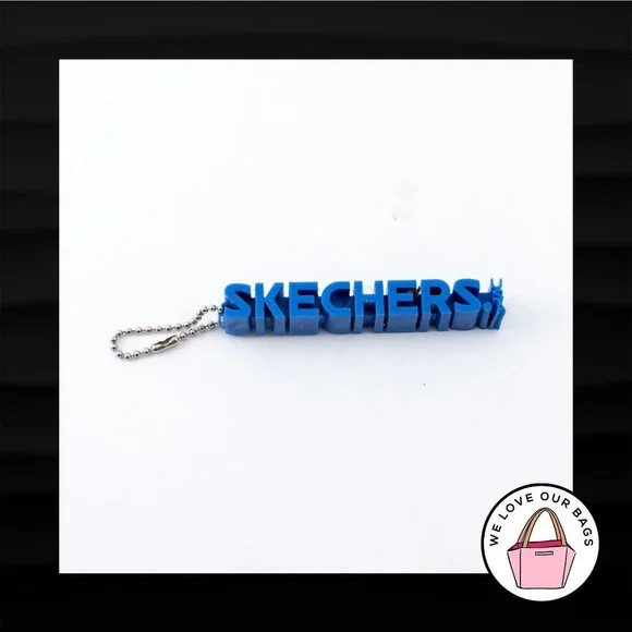 VINTAGE SKECHERS BLUE RUBBER SILICONE BALL CHAIN FOB BAG SHOE CHARM KEYCHAIN TAG - Picture 1 of 2